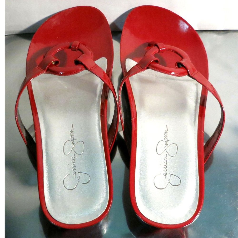 Jessica Simpson JS - Florie, Mesh Red Thong Style Flats / Sandals, Size 7B - Picture 6 of 9